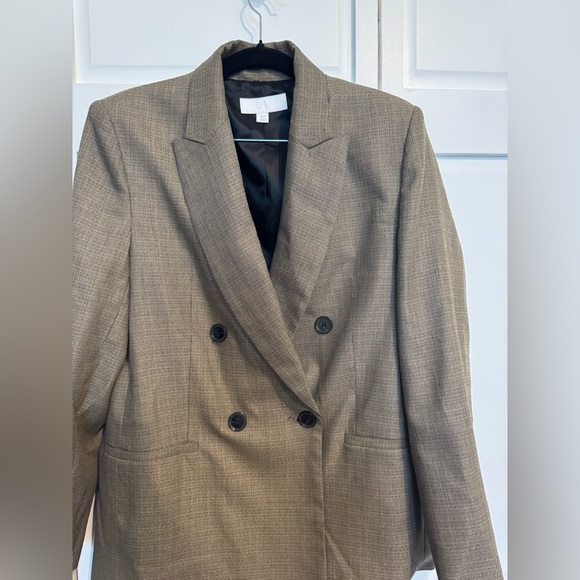 Zara Sand Taupe Double Breasted Blazer w/ Shoulder Pads | Size S | NWOT - Picture 8 of 11